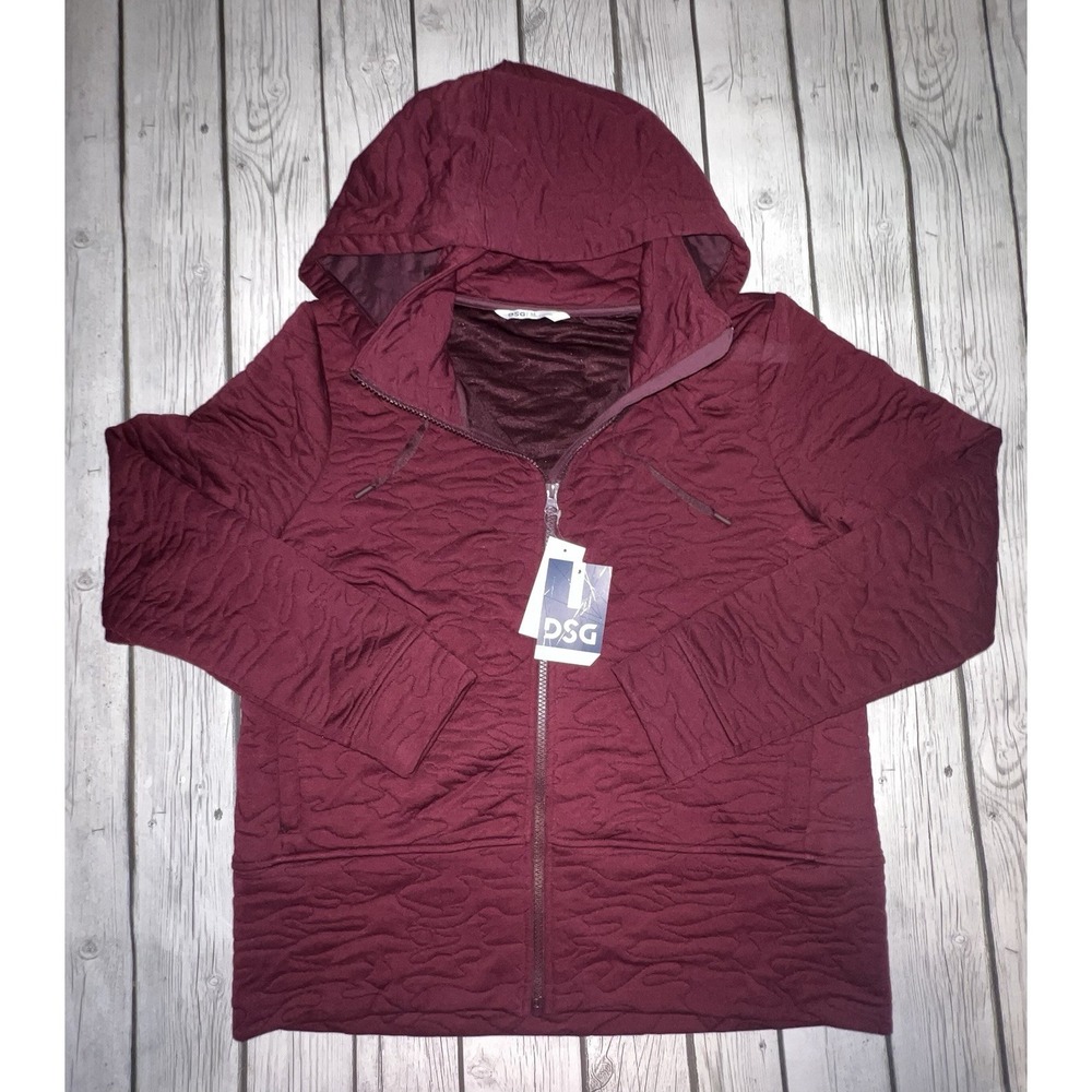 DSG Quilted Full Zip Hooded Layering Performance Jacket Maroon Women's M